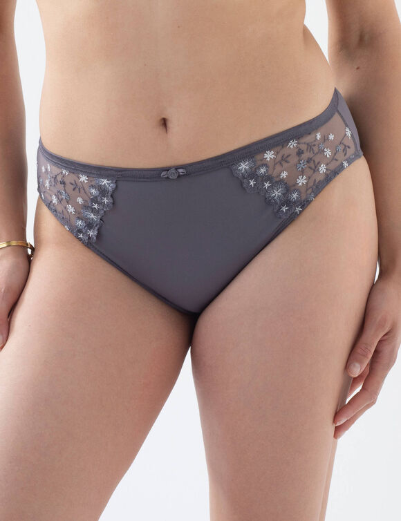 Culotte forme midi Oliena microfibre et tulle brodé  - lot de 2 (gris) Culotte forme midi Oliena microfibre et tulle brodé  - lot de 2 (gris)